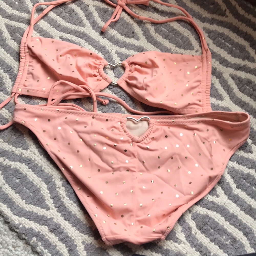 VS peach/gold polka dot bikini